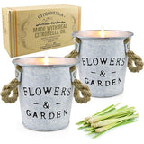 Citronella Kaarsenset, geurkaarsenset, 2 stuks, 100% sojawas, groot, decoratief en zomercadeau, perfect voor kamperen, grillen, picknicks, tuin, slaapkamer, binnen en buiten, 383 g/50 uur