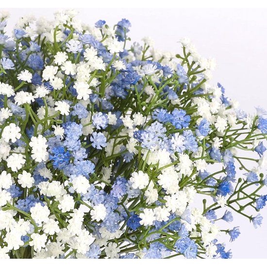 Pack of 10 Artificial Gypsophila Artificial Flowers Gypsophila Artificial Flowers Bouquets for Wedding Bridal Party Home Decor (White Blue)