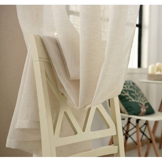 Doorschijnend gordijn Voile 140x245cm,semi-voile gordij Gebroken Wit