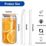 Aikio drinkglazen met bamboe deksels en glazen rietjes, 4 sets 16 oz ijskoffiemokken blikvormige glazen bekers bierglazen pintglazen geweldig voor watercocktail whisky frisdrank cadeau