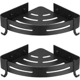 Shower Shelf No Drilling Corner - Shower Shelf No Drilling Black Matt - Shower Shelf Corner Bathroom Organiser Bathroom Shelf with Strong Adhesive, Aluminium Corner Shelf Bathroom Pack of 2