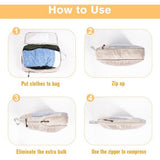 Kofferorganizer, Packing Cubes, compressiekoffer, organizer, set, waterdichte kofferorganizer, paktassen voor koffer, reizen, benodigdheden, uitbreidbaar, reistas, organizer voor handbagage, beige, 3