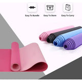 Yogamatten voor dames antislip gestructureerde oppervlakken gymnastiekmat yogamat dik 6 mm met draagriem TPE oefenmat voor yoga pilates gymnastiek (183 x 61 cm)