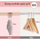 Kleerhangers voor baby's, fluweel, 30 stuks, met 20 clips, 360° roségouden haken, ultradun, ruimtebesparend, antislip, kinderkleerhanger voor baby's, peuters en kinderkleding (roze en grijs)