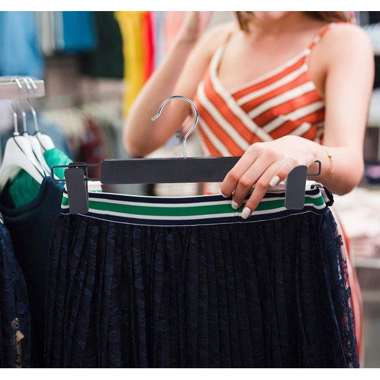 Broekhanger, kleerhanger met haken, ruimtebesparend, antislip rokhanger van kunststof, voor broeken, sokken, rokken (12 stuks)