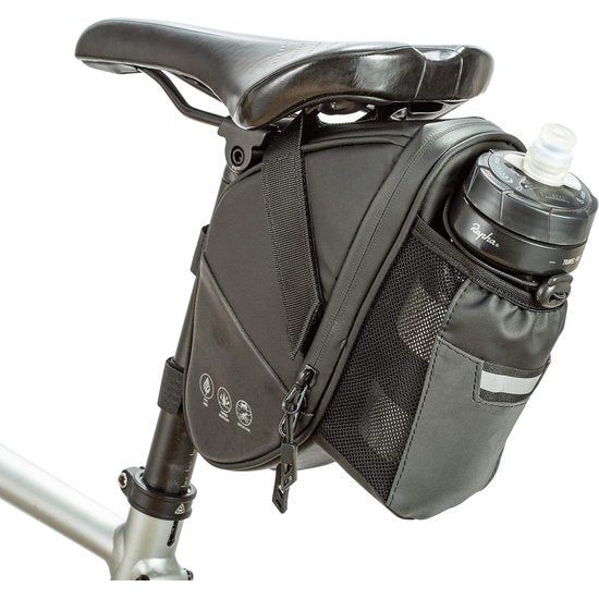 Fietszadeltas, bagagedrager, waterdichte fietszadeltas met flessenhouder, fietstas, zadel voor mountainbike, racefiets, gereedschapstas, fietsaccessoires, 1,5 l