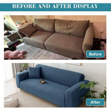 Bankhoes, stretch, elastische bankovertrek met armleuning, 4-zits, grijsblauw, elastaan, antislip, bankovertrek met anti-slip schuim en 1 kussensloop, wasbare bankovertrek voor huisdieren