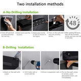 Doucheplank, zwart, douchegelhouder, doucheplank, doucheplank, douchemand, zonder boren, shampoohouder voor douche, zwart, mat, roestvrij staal, 30 cm