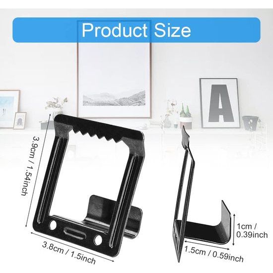 12 stuks spieramen ophangen, metalen fotohaken, onzichtbare fotolijst, wandfotohaken, ophangen, profieldiepte 15 mm, tandhangers, canvas ophanghaakjes, steekhangers voor foto's