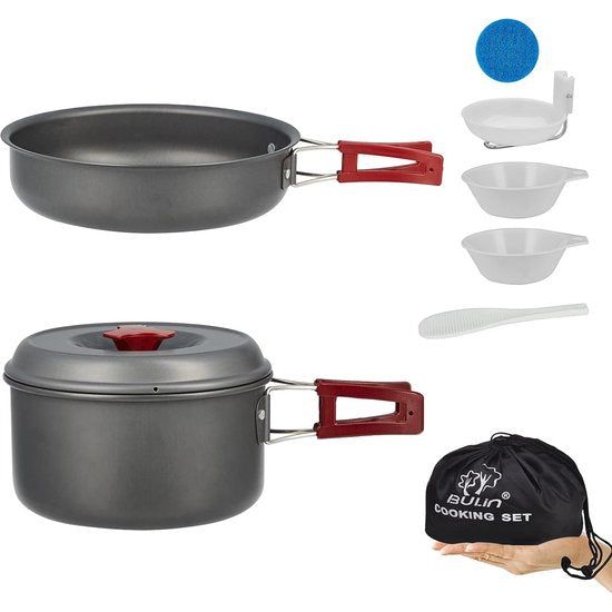 Camping kookgerei set aluminium pan lichte pannenset opvouwbare kookpan outdoor kookset met pan kom pan voor camping hiking trekking wandelen