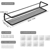 Kruidenrek van metaal, 4-delige keukenrek, aan de wand, hangend, zelfklevend, kruidenrek, zonder boren, voor keukenrek, kastinzet, organizer, badkamerrek, 35 x 8 x 5,3 cm, zwart