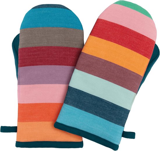 Ovenwanten - hoogwaardige ovenwanten van hittebestendig materiaal voor perfecte bescherming in de keuken - kleurrijke set van 2