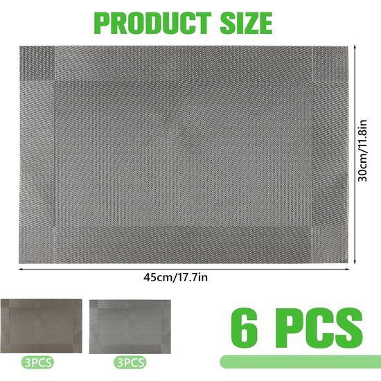 Placemats, Veeg schoon Place Mats, Set van 6 Wasbare