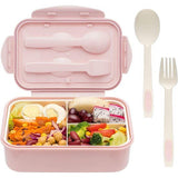 Lunchbox voor volwassenen/kinderen met compartimenten - 1400ml 3-vaks lunchbox met bestek, voedselcontainer BPA-vrij, Bento Box Magnetron en vaatwasmachinebestendig, school/picknick/reizen