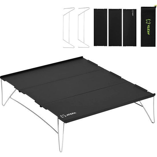 Klaptafel, kleine campingtafel, steektafel, opvouwbaar, lichte aluminium legering, top met draagtas, voor outdoor, picknick, reizen, strand, gemakkelijk te reinigen