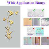 Muurtattoo bloem 3D DIY spiegel muursticker voor woonkamer muursticker voor slaapkamer wanddecoratie voor bank achtergrond TV muur achtergrond (59 x 31 inch, goud)
