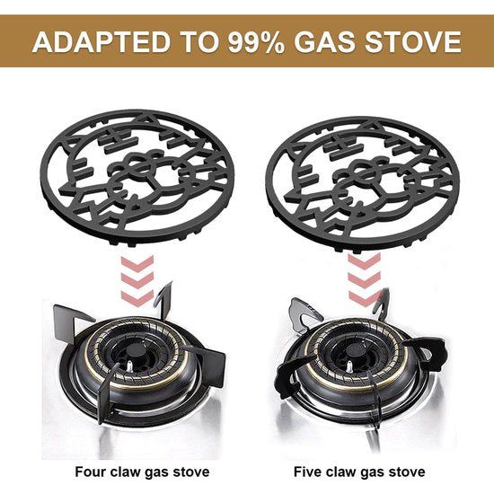 Support gasfornuis - gaskookplaat standaard universeel antislip gietijzeren opzetstuk pannendrager gasring verloopstuk voor gaskookplaten, kookpannetjes, melkkannetjes, soeppannetjes, 20,8 x