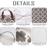 Opbergmand, Marokkaans roosterpatroon, canvas, opvouwbaar, geometrisch ontwerp, opbergmand met trekkoord en kunstleren handgrepen, 41,9 x 29,2 cm, waterdichte binnenkant