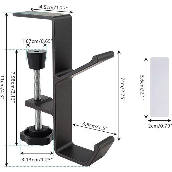 2 stuks verstelbare tafeltashouder, bureautashouder met dubbele haak, aluminium tafelmontage headsethouder, multifunctionele tashaak, voor kantoor, studeerkamer
