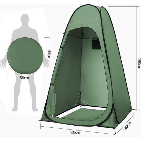 pop-up omkleedtent, toilettent met inkijkbescherming, ritssluiting, douchetent, werptent, mobiel outdoor toilet, camping, privacy, toilettent, draagbare tent, kleedcabine voor buiten, douche
