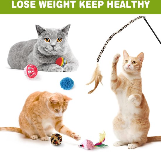 Kattenspeelgoed, 21 stuks, kattenspeelgoedset met kattentunnel, ballen, springspeelgoed, pluche speelgoed, speelgoedmuizen, teaser voor kitty, konijnen, puppy's