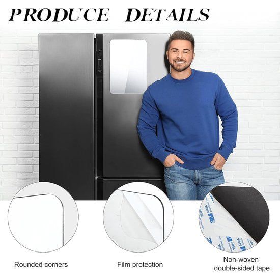 4 stuks spiegels, acrylspiegel, 14 x 18 cm, afgeronde hoekspiegel, acrylspiegel, wanddecoratie met magneet, voor school, badkamer, woonkamer, kantoor, decoratie