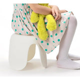 Kinderkruk, 25 cm hoge voetenbank voor kinderen en volwassenen, kunststof kruk, kleine zitting, belastbaar tot 100 KG voor dagelijks gebruik thuis, crèmewit