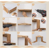 Hoekplank Hangende Wandplank Hout Rustiek Massief Grenenhout met 2 L-vormige Planken voor Keuken Badkamer Slaapkamer Woonkamer Boekenkast Zwevende Planken