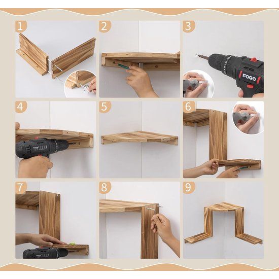 Hoekplank Hangende Wandplank Hout Rustiek Massief Grenenhout met 2 L-vormige Planken voor Keuken Badkamer Slaapkamer Woonkamer Boekenkast Zwevende Planken