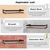 Houten wandrek, zwevend rek, 2 stuks, met handdoekhouder en 8 haken, ideaal voor keuken, woonkamer, badkamer en andere wanddecoratie