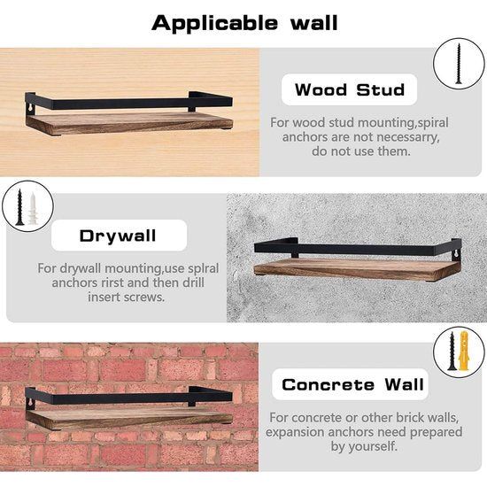 Houten wandrek, zwevend rek, 2 stuks, met handdoekhouder en 8 haken, ideaal voor keuken, woonkamer, badkamer en andere wanddecoratie