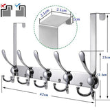Roestvrijstalen deurhaak, deurkapstok met 15 haken, deurkapstokhaak zonder boren, deurkapstokhaak voor keuken, badkamer, hal en slaapkamer (zilver, deursponningdikte tot 2 cm)