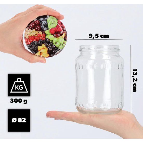 KADAX - Weckpotten, jampotten, 720 ml - inmaakpotten met deksel, glazen met schroefdop, inmaakpotten, voorraadpotten om in te leggen - vruchten, 24 stuks