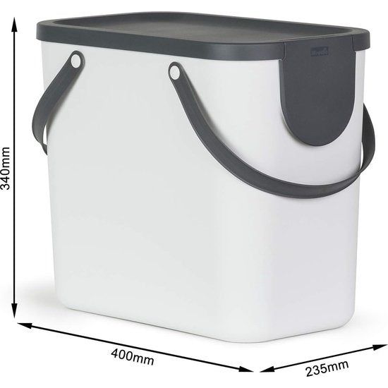 Afvalscheidingssysteem voor de keuken, kunststof (PP) BPA-vrij, wit/antraciet, (40,0 x 23,5 x 34,0 cm), 25 l
