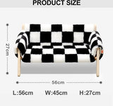 Verhoogde kattenslaapbank van hout, 56x45cm Robuuste grote kattenbank - Modieuze kattenstoel met afneembare matrashoes Houdt 10 kg (dambord, 56x45cm)