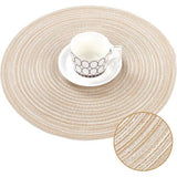 Set van 6 ronde geweven katoenen handgemaakte placemats afveegbare placemats glitter voor vakantiefeest, bruiloft