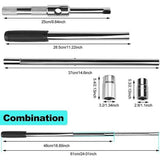 Wielmoersleutelset, telescopische wielsleutel, auto, bandenwissel 17 mm/19 mm/21 mm/23 mm, opbergtas, kruiskopsleutel met 2 standaard bussen, wielkruis voor autobanden