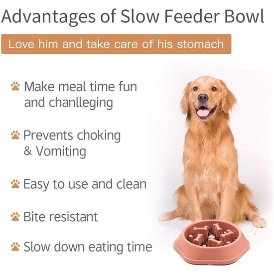 Hondenbak Hond Slow Feeder Bowls Bloat Stop Food Bowl Interactieve puzzel Gezonde eetbak (roze)