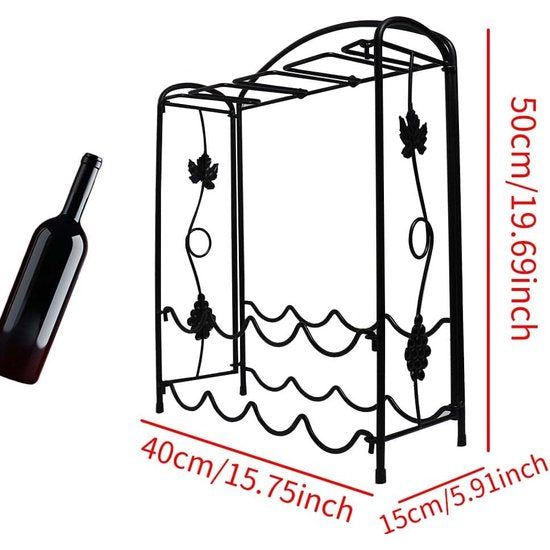 Weinregal aus schwarzem Metall, Aufbewahrung für Ihre Lieblingsweine,Flaschenregal für 8 Flaschen,Perfekt für die Hausbar und Familientreffen