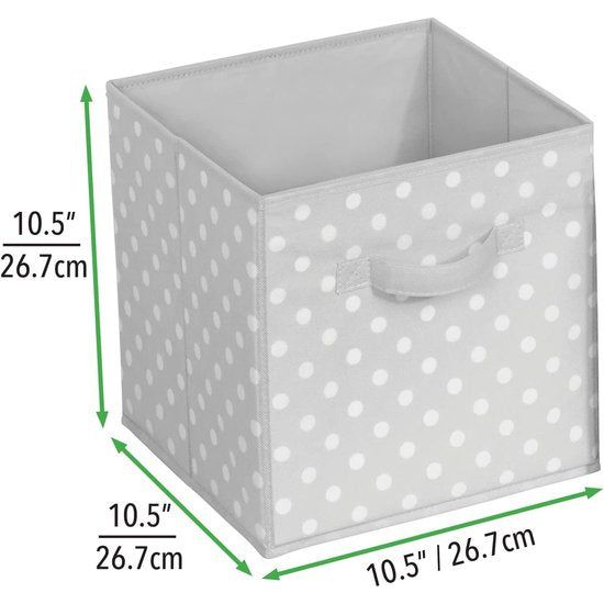 Set van 2 opbergdozen (klein) – gestippelde dozen voor het opbergen van orde in de slaapkamer, kledingkast, hal enz. – kleine stoffen box voor speelgoed, accessoires enz. – grijs/wit