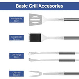 barbecuebestek, barbecueaccessoires, 25-delige accessoireset, professionele set, roestvrij staal, cadeaus voor mannen, met koffer voor grillrooster, premium
