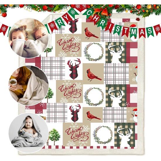 Kerstknuffeldeken 150x200 Sherpa-deken rode eland fleecedeken omkeerbare bankdeken bankdeken zachte warme deken als kerstcadeau voor slaapbank