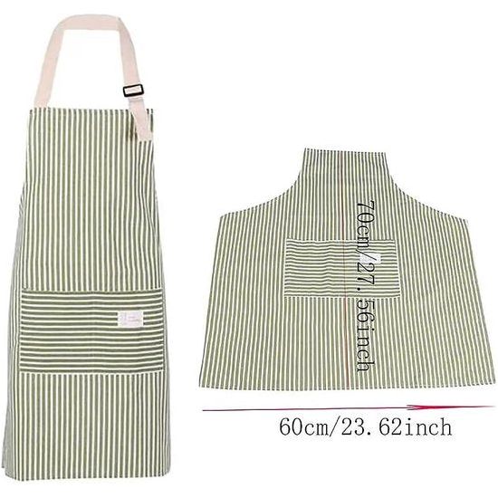 Katoenen keukenschort, 4 stuks, verstelbare schort met zakken, voor dames en heren, om te koken, bakken, schilderen, huishoudelijk werk (blauw, groen, rood, bruin), kleur