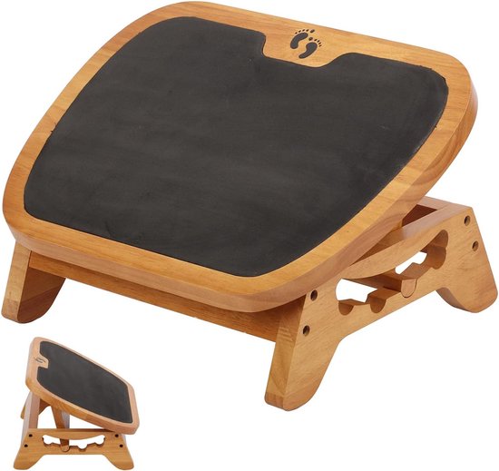 Voetsteun bureau voetentas hout in hoogte verstelbare voetensteun antislip voetenkussen voetenbank voor bureau kantoor thuiskantoor kantoor
