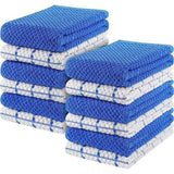 Towels - Set van 12 theedoeken, keukendoeken, 38 x 64 cm, katoenen theedoeken, machinewasbaar, blauw en wit