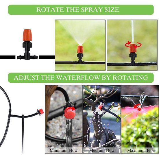 149-delige irrigatiesysteemkit, 30 m tuin micro druppelirrigatie automatische irrigatiekit slang druppelirrigatie tuinbewatering voor landschap, bloembed en terrasplanten