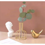 Set van 2 vogelbeelden, moderne dierensculpturen, keramische huissculptuur decoratie voor ornamenten in de woonkamer, slaapkamer, kantoor, bureau en kasten (goud)