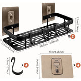 2 stuks doucherek, doucheplank zonder boren, zelfklevend rek douche, waterdicht & roestvrij badkamerrek, lijmrek badkamer met 4 kleefvlakken en 4 haken voor badkameraccessoires, keuken woonkamer