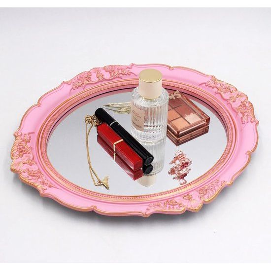 Decoratieve spiegel, vintage spiegel, 30 x 40 cm, ovaal roze, set van 2 Decoratieve spiegel, vintage spiegel, 30 x 40 cm, ovaal roze, set van 2