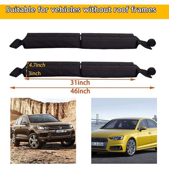 Universal Car Roof Rack for Kayak/Surfboard/Canoe/Skiing with 15ft Lying Straps and Storage Bag